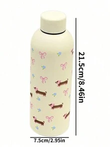1 pièce Tasse isolée sous vide en acier inoxydable de 17 oz (500 ml) avec design en forme de cœur et nœud, tasse à café/eau réutilisable, cadeau de fête/anniversaire, étanche, surface agréable au toucher, bouteille d'eau, pour l'extérieur, le camping