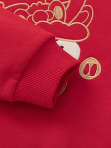 Balabala 2025新年卡通印花圆领长袖休闲卫衣，适合年轻女孩 - 紅色 - 查看 9