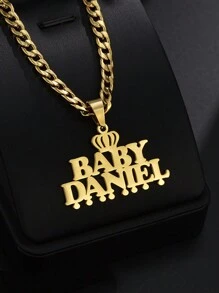 1pc Customized Stainless Steel Necklace With Personalized Pendant, Suitable For Teenagers, Kids, Friends, Couples, Ideal Gift For Anniversaries, Mother's Day, Birthdays, Graduations, Daily Wear, Weddings, Parties, Father's Day Gatherings,Letter,Engraved,Ornamental,Exquisite,Stylish,Modern,Custom,Personalised,Unique,Customized,Baby Gifts,Ideal Gifts For Him,Ideal Gifts For Her,Son,Daughter