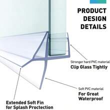 Shower Door Seal Strip, 3 PCS 70cm/27.56 Inch Shower Door Sweep For 6/8/10 Mm( 0.23/0.31/0.39) Inch Glass, Frameless Glass Shower Door Seal Strip, Stop Shower Leaks And Create A Water Barrier Back To School - Transparent - View 3