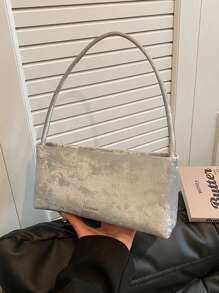 Fashionable Simple Versatile Underarm Bag, Small Square Bag, Suitable For Commuting, Shoulder & Crossbody Bag - Silver - View 4