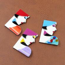 1pc Handmade Multi-Layer Acrylic Pop Art Lady Style Brooch - View 8
