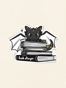 1pc Cute Book Worm Sticker, Kindle Sticker, Bookworm Sticker, Gift For Book Lovers, Gift For Best Friends - Multicolor - View 1