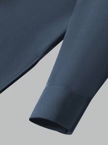 男士蓝色 Dashiki 套装，前褶，简约设计，纽扣，长袖，松紧腰裤，非洲传统服装，男士休闲衬衫和裤子 2 件套，适合所有季节的新品，适合派对、约会、日常穿着、文化活动、传统庆典 - 藍色 - 查看 8