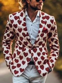 Herz-förmiges Revers Einreiher Anzug, geeignet für Dates, Partys, festliche Anlässe am Valentinstag
