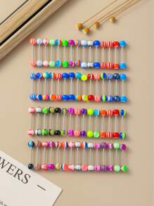 50pcs Random Floral Acrylic Tongue Rings, Cute Women's Tongue Piercings; Enjoy Your Tongue Piercing Ladies; Best Gift For Birthday, Christmas, Anniversary, Valentine's Day, Wedding, Profession, Fancy Ball, Halloween Party, Etc.