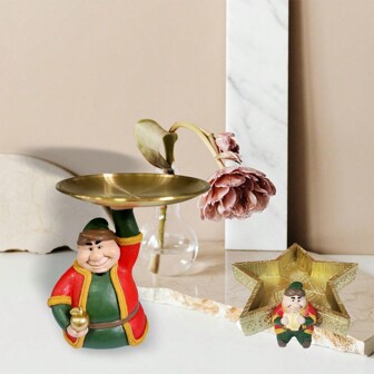 1pc Decorative Arabian Figurine Resin Tray Star Shape Tray Cute Handheld Storage Container With Encaustic Finish Tabletop Multipurpose Decorative HolderHome Art Decorations Festivals Decor Perfect Gifts For