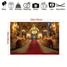 Telón de fondo de fotografía multiusos con diseño de escalera de castillo de palacio de lujo, adecuado para despedida de soltera y cabina fotográfica - Multicolor - Ver 6
