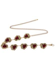 1条复古银金合金心形印花腰链，适合万圣节、婚礼、节日和日常佩戴，也适合夏季、秋季、万圣节等场合。 - 金色 - 查看 4