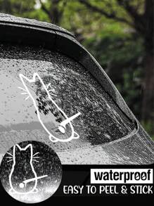 1pc Cute White Kitten Sticker Pattern For Car Rear Windscreen Wiper Bus School Bus Sticker, Add Some Fun To Your Car!11.61*7.59inch