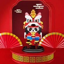 Juego de bloques de construcción de partículas pequeñas de la serie nacional de pandas para el Año Nuevo Chino, juego de bloques de construcción de plástico DIY, modelo de decoración de estilo chino con pandas, danza del león, danza del dragón, adecuado para decoración de Año Nuevo, regalo de Año Nuevo, regalo de cumpleaños, regalo novedoso, regalo de recuerdo - Multicolor - Ver 6