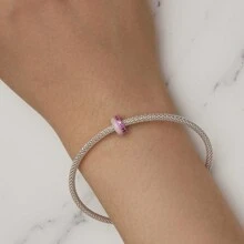 bamoer 1 PC 925 Sterling Silver Pink Heart Charms Beads Love Tree Of Life Bow-Knot Pendant For Couple Women DIY Bracelet Fine Valentine Jewelry Valentines