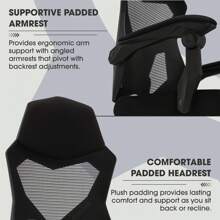 Office Chair With Extendable Leg Rest, Black Fabric Upholstery