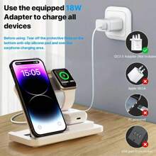 Wireless Charger 3 In 1 Compatible With Iphone 15 14 13 12 Pro Max 11 15W Fast Charging Dock Station Compatible With Apple Watch Airpods Induction Stand Compatible With IPhone 16 15 14 13 12 11 X 8 Pro Max/Pro/Mini/Plus, Compatible With IWatch Compatible With Airpods Suitable For Office, Dorm, And Home