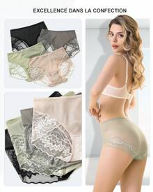 Chouchounel Chouchounel Lot de 4 culottes en dentelle pour femme Multicolore