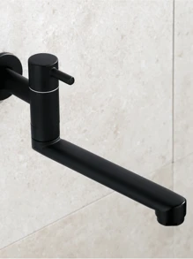 1pc Kitchen Single Cold Faucet, Stainless Steel Into The Wall Balcony, Household Mop Pool Extended Lengthened Faucet(Chrome, Black,Selectable)