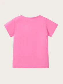 Dziewczęca koszulka z nadrukiem w kształcie kreskówek na wiosnę i lato, sportowa, odprowadzająca wilgoć, z krótkim rękawem i okrągłym dekoltem