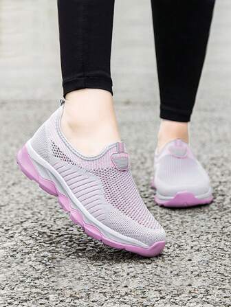 女士百搭网眼透气运动鞋厚底休闲鞋轻便跑步鞋舒适平底小白鞋春秋