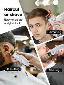 HIENA 1 pieza Cortadora de cabello eléctrica para hombres con cabezal de corte de 0 mm, compacta y conveniente, recargable por USB, cortadora eléctrica con empuje de moda, conveniente y rápida para uso diario