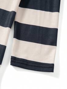 Women Knit Basic Shirt Autumn Casual Grey Black Striped Long Sleeve Round Neck Tops Club Streetwear - màu đen - Xem 3