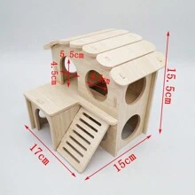 1 buah Kandang Hamster Kayu dengan Ayunan dan Jungkat-jungkit, Tempat Berlindung Kayu Kecil untuk Hamster, Burung Puyuh, dan Ayam - MultiWarna - View 16