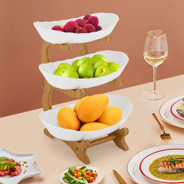 kangten 3 Stöckig Obst Etagere Obstschale Obstteller Gemüse Ständer Obstetagere Weiß