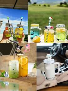 Sanrio 6pcs Kawaii Cartoon Silicone Cute Straw Cover Cap For Cup, Straw Topper Compatible With 30&40 Oz Tumbler, Cute Silicone Tips Lids Protectors For 0.4 In/10mm Party Cups Accessories Back To School