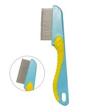 Peine de Agujas De Acero Inoxidable Anti piojos Con Mango De Agarre Para Mascotas - Celeste - Ver 4