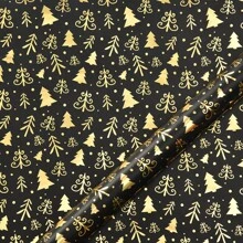 6 Stücke/12 Stücke Weihnachts Geschenkpapier aus Folie, Retro-Schwarz & Gold Hirsch, Schneeflocke, Weihnachtsbaum Muster, Geschenkverpackungspapier, Weihnachten