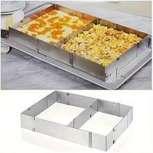 1pc Adjustable 11" - 21" Rectangular Stainless Steel Flexible Expandable Mousse Cake Mold, Suitable For Birthday Cakes, Tiramisu, Breads, Pastries Baking - Durable Baking Tool - Silver - View 3