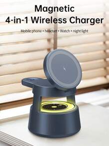 5 In 1 Wireless Charging Station Cube With Night-Lamp, Wireless Speaker, 15W Travel Stand, 3 In 1 Fast Charge Multiple Devices, Compatible With Iphone Series 16/15/14/13/12/11/X/8, AirPods 3/2 Pro, Apple Watch Series 8/7/6/5/4/3/2/SE And IQ Device.Christmas/Gifts//New Year's Day