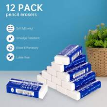 12/6/10/18/24/60pcs Simple White Eraser, Special Eraser For Exam, Pencil Writing, Wipe Clean Without Leaving Traces Creative Stationery Office Gifts,3.8cm*1.8cm Back To School