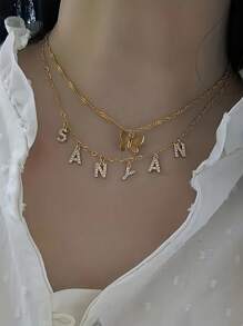 1PC Gold Silver Rose Gold, Custom English Letter Necklace, Personalized Name Necklace Chain, Women's Jewelry, Birthday Gifts, The Best Choice For Family And Friends, Suitable For All Occasions To Wear