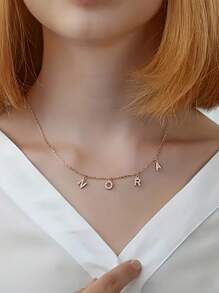 1PC Gold Silver Rose Gold, Custom English Letter Necklace, Personalized Name Necklace Chain, Women's Jewelry, Birthday Gifts, The Best Choice For Family And Friends, Suitable For All Occasions To Wear