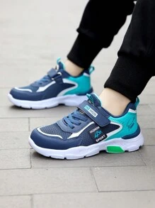 Boys Running Shoes - Casual Sports Sneakers, Hook&Loop Closure, Breathable Mesh Upper, EVA Sole, Stripe Pattern, Low-Top Design, Suitable For Daily Wear, Running And Leisure Activities - Spring/Autumn/All Season Series