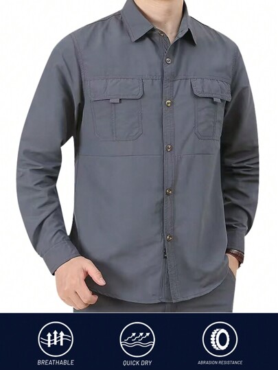 1pc Casual Sports Outdoor Mesh Quick Dry Shirt, New Casual Outdoor Hiking Fishing Anorak, Minimalist Design