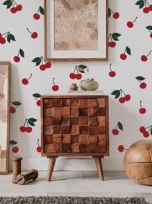 mama look 1 件蓝莓和樱桃水果墙贴，装饰性自粘墙壁艺术画，适用于客厅、入口、卧室，可移除 PVC 墙贴礼物生日毕业贴纸个性化贴纸