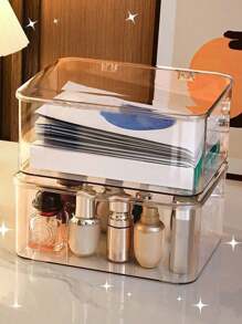 1 Caixa de Armazenamento de Joias Transparente e à Prova de Poeira, Ideal para Organizar Presilhas de Cabelo, Faixas de Cabelo e Elásticos, Organizador de Mesa Empilhável para Gavetas, Banheiro e Maquiagem, Presente Perfeito para Namoradas, Viagens de Verão e Volta às Aulas, Estilo Moderno e Funcional para o Dia a Dia.