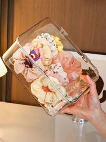 1 Caixa de Armazenamento de Joias Transparente e à Prova de Poeira, Ideal para Organizar Presilhas de Cabelo, Faixas de Cabelo e Elásticos, Organizador de Mesa Empilhável para Gavetas, Banheiro e Maquiagem, Presente Perfeito para Namoradas, Viagens de Verão e Volta às Aulas, Estilo Moderno e Funcional para o Dia a Dia.