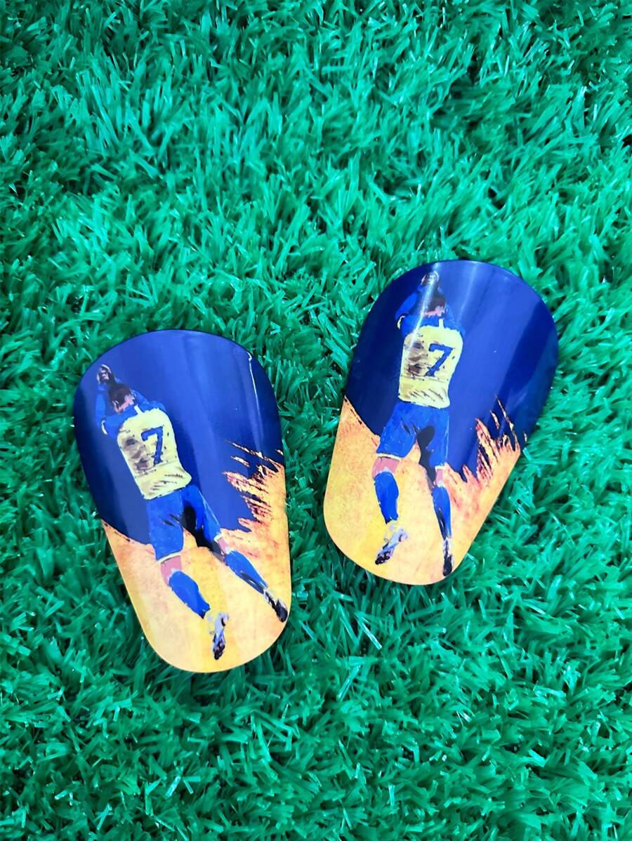 1 Pair 10*6cm Shock-Absorbing, Durable Unisex Football Shin Guards, Fashion Design With PBT+EVA Material, Lightweight And Impact-Resistant