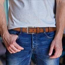 西式男士皮带，带扣休闲商务皮带，2024年新款时尚腰带，年轻一代设计，商务节日礼品皮带，精致包装适合朋友和家人 - A - 查看 4