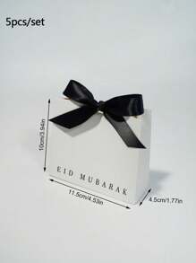 5/10 sztuk, Eid Al Adha Mubarak Wyrafinowane Mini Pudełka Prezentowe W Klasycznej Czerni, Głębokiej Zieleni I Czystej Bieli Z Eleganckimi Satynowymi Wstążkami, Czysta Biel Z Pięknymi Złotymi Gwiazdami I Półksiężycami Rozmiar: 11,5 X 10 X 4,5 cm Małe Pudełko Do Pakowania Prezentów Premium, Elegancki Złoty Wzór Foliowy - Idealny Rozmiar Na Prezenty Cukierki, Czekoladki I Małe Dowody Wdzięczności