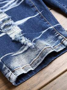 Men's High Street Fashion Tie-Dye Denim Shorts Jorts