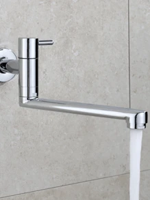 1pc Kitchen Single Cold Faucet, Stainless Steel Into The Wall Balcony, Household Mop Pool Extended Lengthened Faucet(Chrome, Black,Selectable)