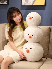 卡通毛绒雪球毛绒玩具，可爱雪球舒适柔软白色毛绒雪球，新年雪装饰，冬季家庭游戏球和儿童礼物房间装饰 - 白色 - 查看 9