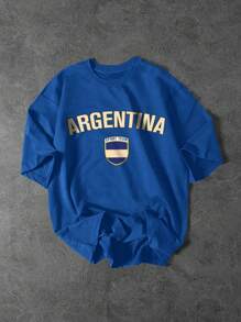 Camiseta de cuello redondo de manga corta con eslogan urbano de Argentina, para hombre, estilo de verano
