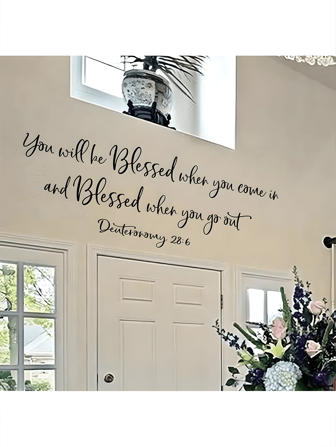 1pc Bible Werse Stickers 28:6 Wall Sticker, Family Blessings Wall Decor PVC Waterproof Decal Stickers For Christ Believers, Suitable For Living Room And Bedroom, Stickers, Wall Decal, Vinyl Decal For Home Decorations, Spring Decoration Items Refresh Your Home, Rama Decoration Stickers