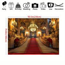 Telón de fondo de fotografía multiusos con diseño de escalera de castillo de palacio de lujo, adecuado para despedida de soltera y cabina fotográfica - Multicolor - Ver 7