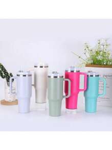 1pc 40oz Vacuum Stainless Steel Insulated And Cold Drink Cup With Straw For Hydration Enthusiasts, Coffee, Outdoor Sports And Travel