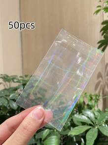 50/100 件透明激光全息闪光卡片保护套、变色照片卡套、具有激光全息闪光效果的心形和星形相册卡片保护套、彩色激光星形偶像照片卡保护套，用于照片卡保护、相册插页、小卡片和平口袋保护、学校用品、返校 - 彩色 - 查看 20